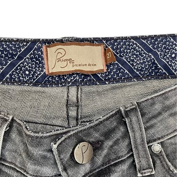 Paige Blue Heights Low Rise Skinny Leg Gray Denim Jeans Womens Size 27 Studded - Picture 4 of 10